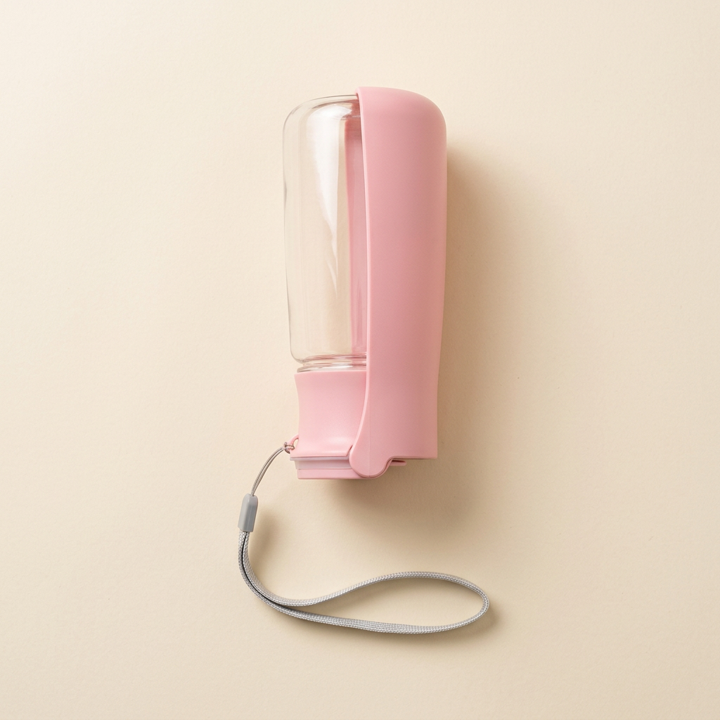 Refined pink bottle with wrist strap