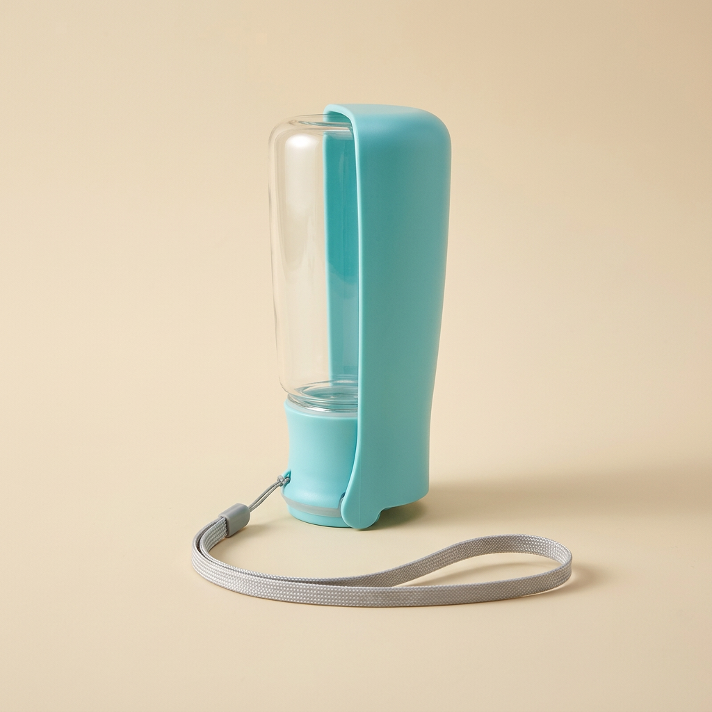 Refined turquoise bottle with wrist strap