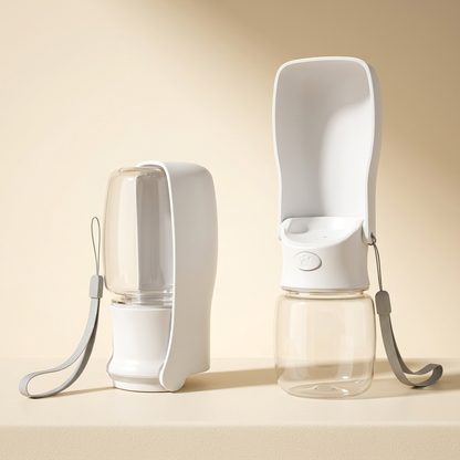 Refined white bottle in open and folded positions