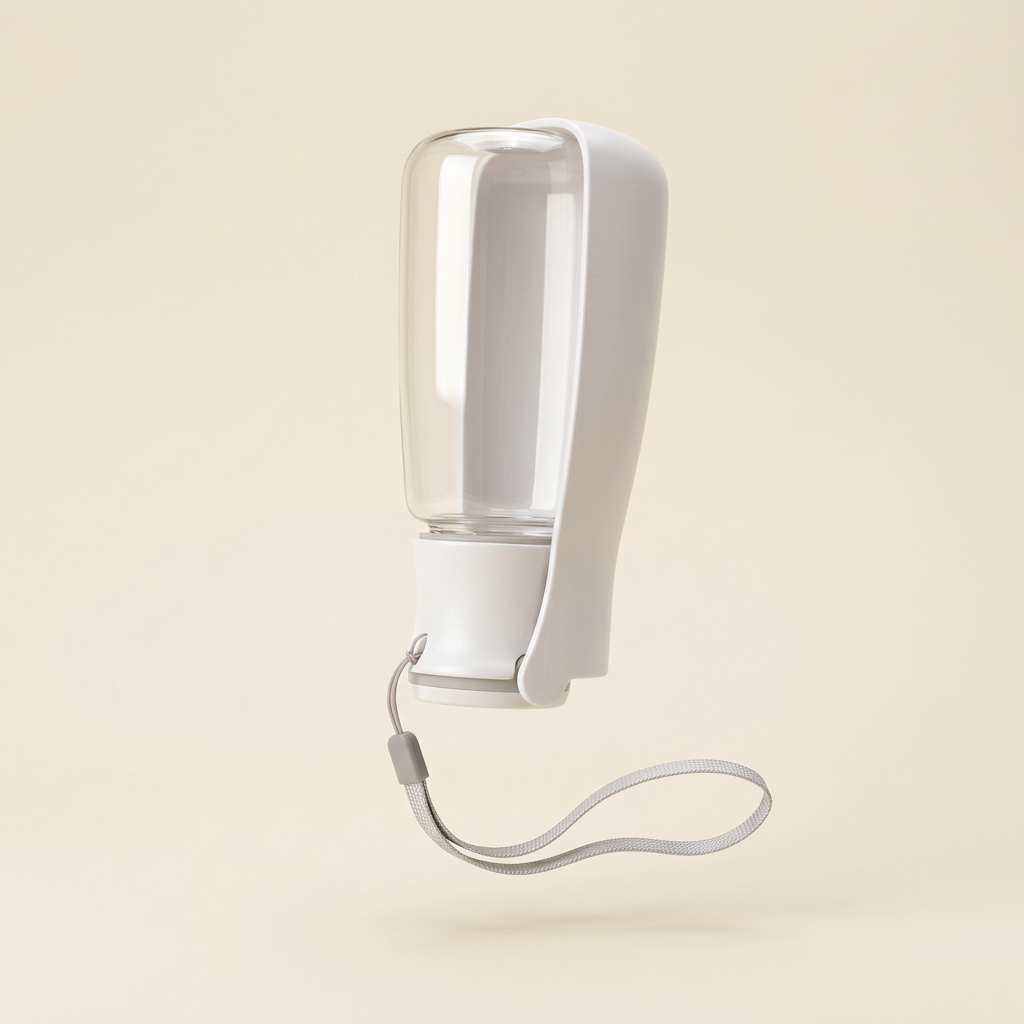 Refined white bottle with wrist strap